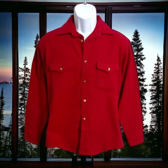 Vintage Sugarbush Chamois Shirt M Mens Red Flannel USA 70s 80s Button Front - Picture 9 of 14
